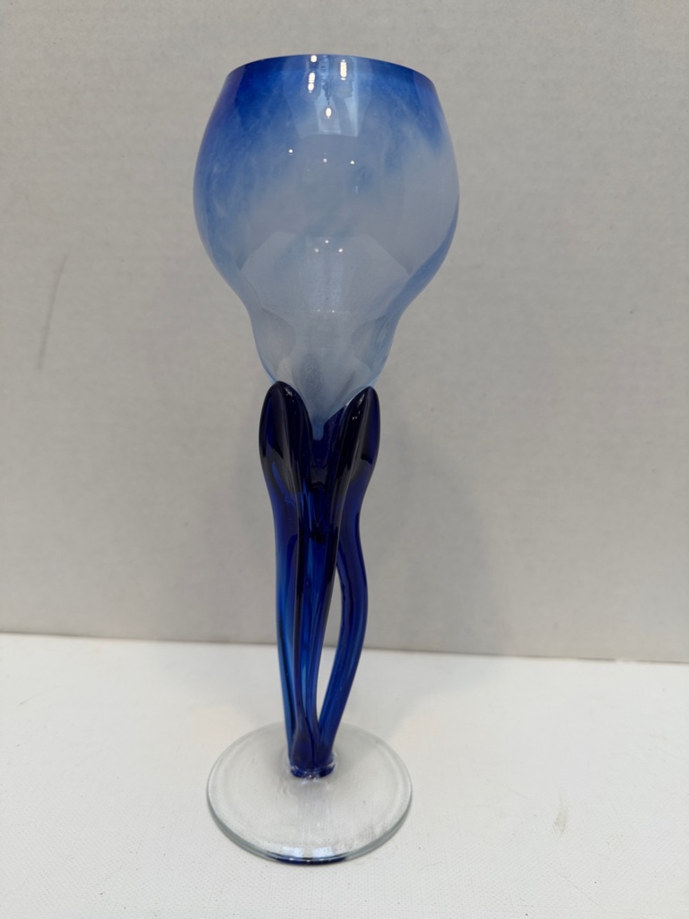 Blue Blown Glass Decorative Candle Holder
